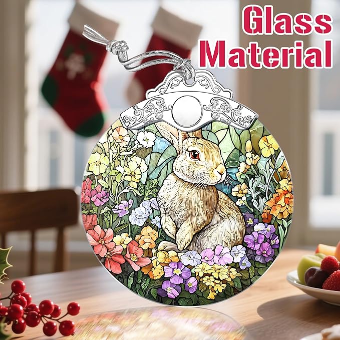 Christmas Ornaments: Stained Glass Ornament, Christmas Tree Ornament, Hanging Ornaments for Home Decor & Xmas Tree Decorations – Exquisite Holiday Decor, Gifts & Holiday Present - Rabbit