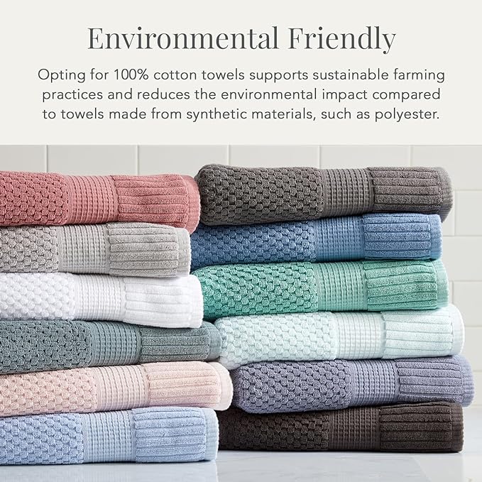 NY Loft 100% Cotton Hand Towel 6 Pack | Super Soft & Absorbent Quick-Dry Hand Towels 16" x 28" |Textured and Durable Cotton | Trinity Collection (6 Pack Hand Towel, Dark Grey)