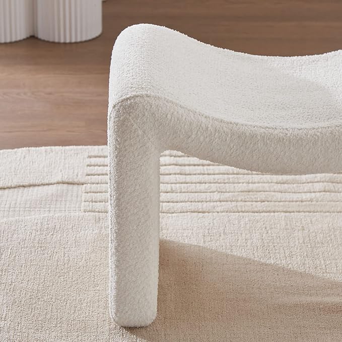 VANOMi Large Footstool Ottoman, Multi-Functional Modern Foot Stool, Sofa Footrest Extra Seating for Living Room, Entryway, Hallways and Bedrooms, Large, White