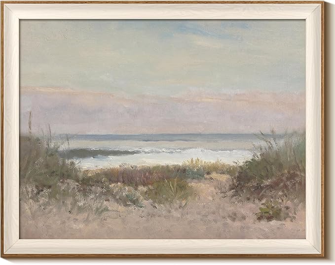 InSimSea Framed Canvas Wall Art Decor Room Decor, Classical Coastal Scenery Bathroom Pictures Wall Decorations, Farmhouse Kitchen Office Bathroom Art Wall Decor 16X20In