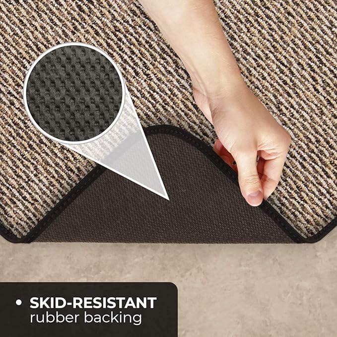 House, Home and More Skid-Resistant Carpet Indoor Area Rug Floor Mat - Black Ripple - 6 Ft X 9 Ft - Non Slip Rubber Backing, Stain Resistant, Dog Friendly, Living Room Bedroom Kitchen Entryway