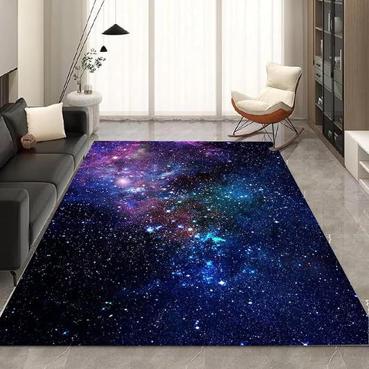 kxry 4 * 6 Feet Galaxy Soft Area Rugs for Kids Girls Boys Blue and Purple Outer Space Starry Sky Universe Floor Carpet for Living Room Bedroom Dorms Nursery Rooms Home Decor Aesthetic