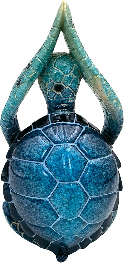 VVGIFTS Sea Turtle Meditation Yoga Decor, Garden Figurine Sea Turtle Meditating Coastal Beach Decorations, Zen Yoga Resin Statue for Home Office Decorations (Put The Palm up)