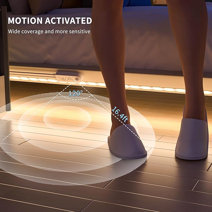 PAUTIX COB LED Strip with Motion Sensor,5V USB LED Tape Light 4000K Natural White 9.84ft/3m,CRI90+ Super Bright 960LEDs,Dimmable Motion Activated LED Strip Light for Bedroom,Cabinets,Kitchen,Closet