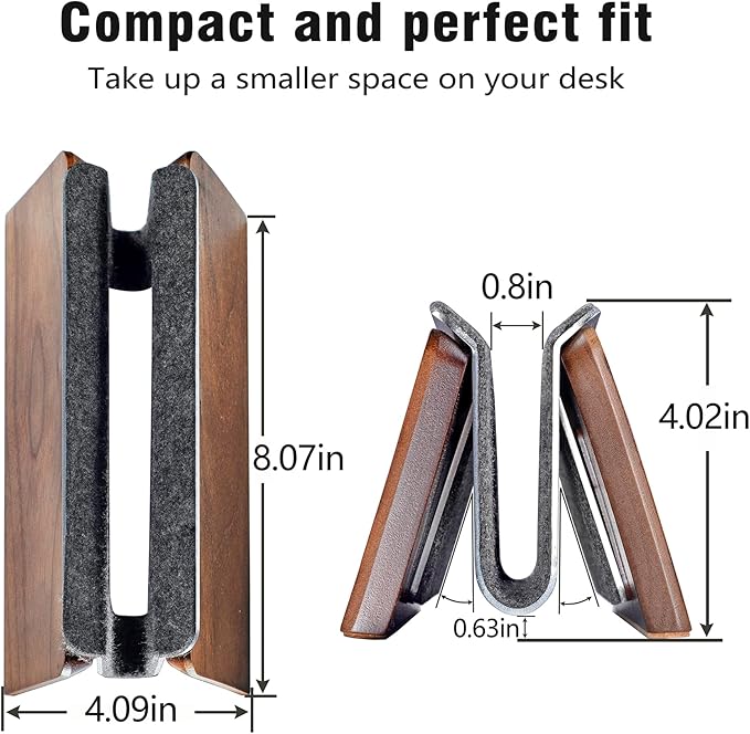 SAMDI Vertical Laptop Stand for Desk, Wooden Laptop Holder Vertical for MacBook, HP, Samsung, Chrome Book and Other Laptops(Walnut)