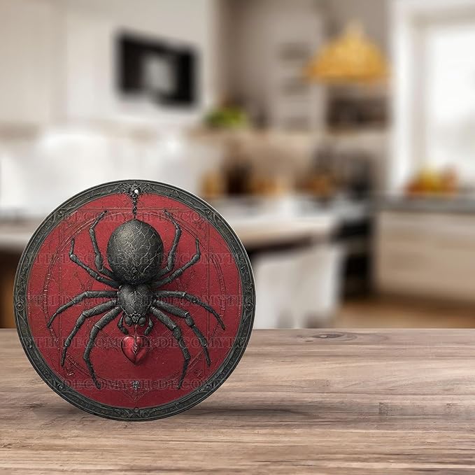 Antique Spider Halloween Tin Plaque - Gothic Round Metal Wall Art for Halloween Night Decor 8 * 8inch