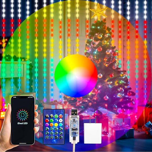 HXWEIYE 300LED Fairy Curtain Lights, 9.8x9.8Ft Unlimited RGB Colors Changing with Remote & APP Control,Smart Hanging Fairy String Lights, Music &Voice Sync,USB Christmas led Lights for Party Bedroom
