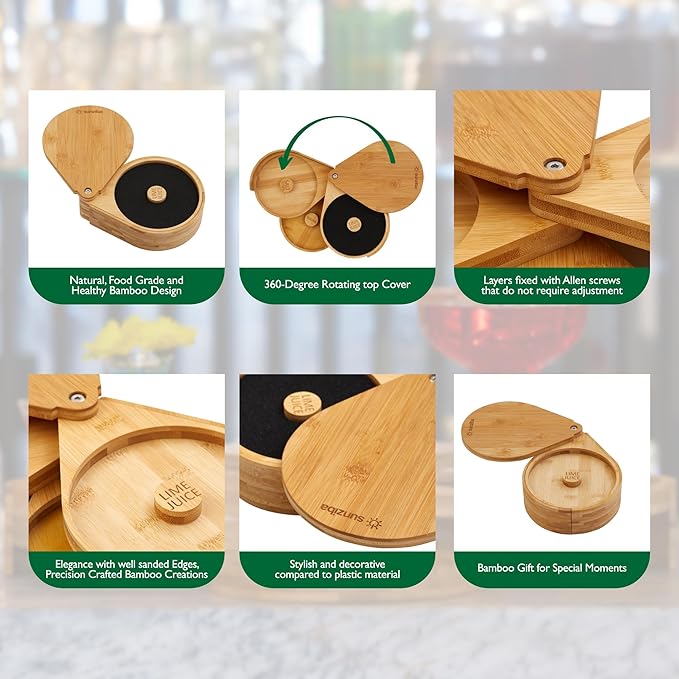 Margarita Salt Rimmer Set | 3-Tier Bamboo Salt Rimmer for Cocktails | Bartender Accessories & Home Bar Gift | Complete Margarita Kit