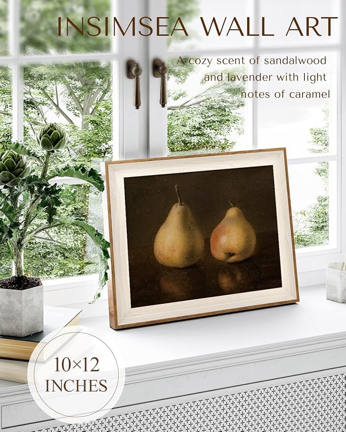 InSimSea Framed Canvas Wall Art Fall Pear Vintage Autumn Art Work for Kitchen Wall Decor Fruits Small Poster Landscape Oil Painting Artwork Prints Room Decor for Bedroom Living Room Bathroom 10x12In