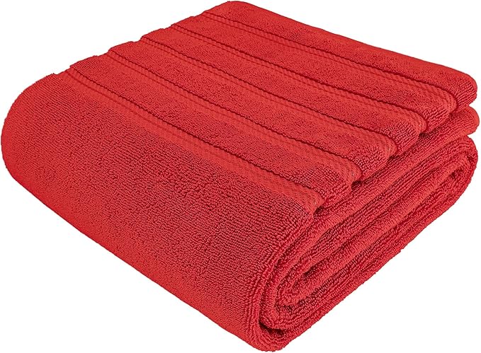 American Soft Linen 35x70 Jumbo Large Bath Towels, 600 GSM 100% Cotton Turkish Bath Sheet, Oversized Luxury Bath Towels for Bathroom Beach and Pool, Red