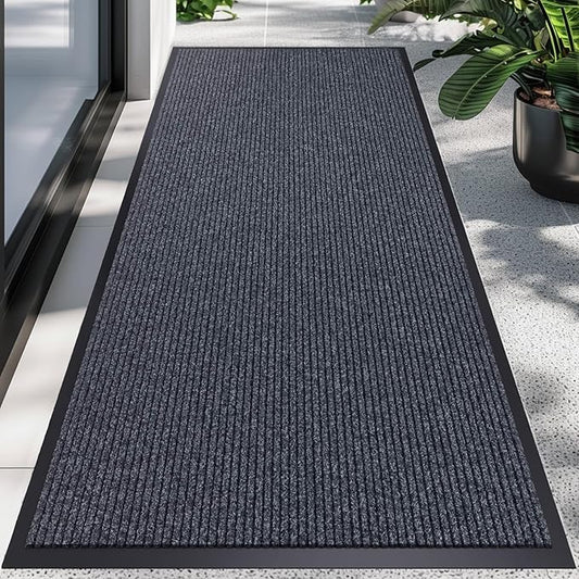 CHICHIC 3'x6' Indoor Outdoor Heavy Duty Door mat, Welcome Front Door Mat for Home Entrance, Super Water Absorbent Large Commercial Floor Mats, Non Slip Rubber Back Entryway Rugs for Garage (Grey)