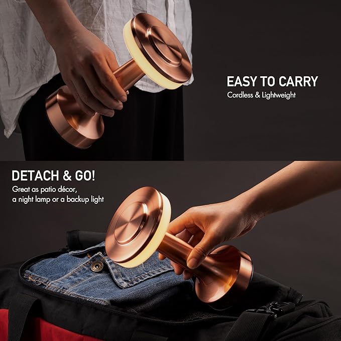 O’Bright Portable LED Table Lamp with Touch Sensor, 3-Levels Brightness, Rechargeable Battery Up to 48 Hours Usage, Night Light for Kids Nursery, Nightstand Lamp, Bedside Lamp (Rose Gold)