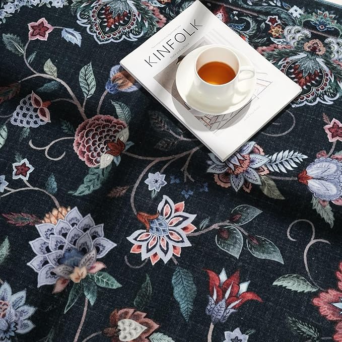 Rugcomf Vintage Paisley Rugs for Bedroom 4'x6' - Machine Washable Area Rug, Non-Slip Low Pile Floral Carpet for Girl/Boys Room, Living Room, Kids, Entry - Green