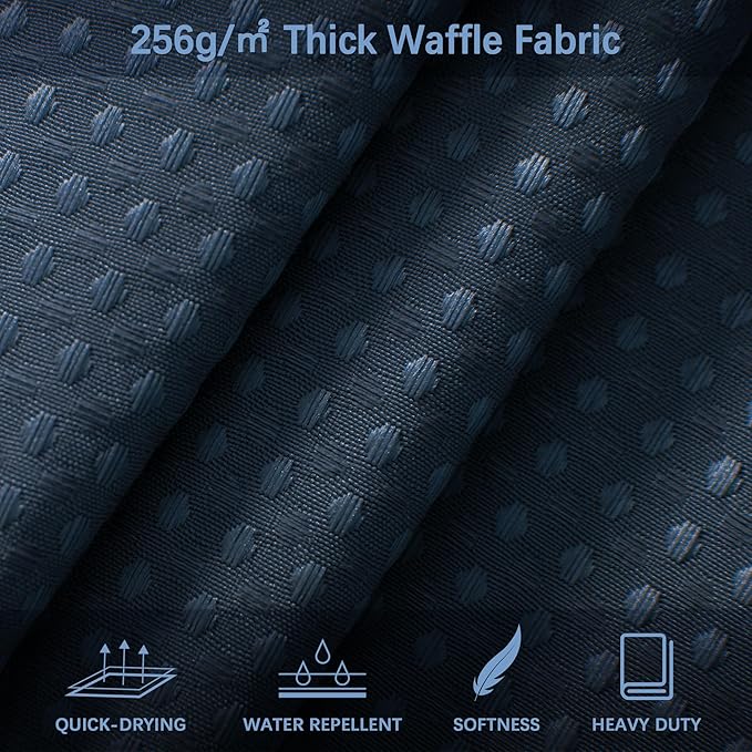 Shower Curtain Fabric Washable for Stall, Waffle Weave 36 Inches Heavy Duty Navy Shower Curtain, Half Size Waterproof 256GSM Spa Luxury Shower Curtains with 6 Metal Hooks,36Wx72H Navy Blue