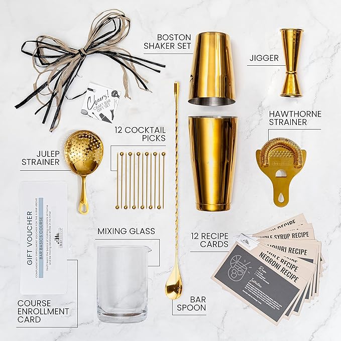 A Bar Above 32-Piece Bartender Kit for Home Bar, Premium Professional Barware Set with Boston Shaker, Jigger, Mixing Glass, Bar Tools and Accessories, Ideal Bartending Gift for Cocktail Lovers