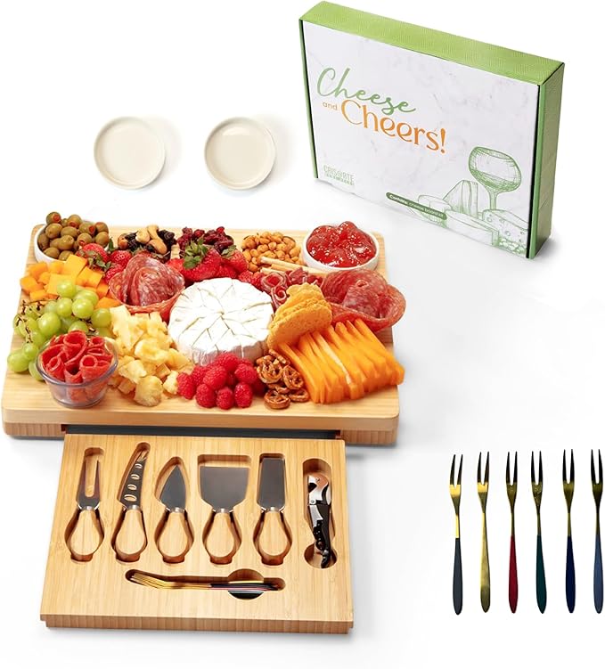 Charcuterie board cheese tray Set With kitchen Accessories Ideal gift for women, Haloween, New Year and Engagement gifts for Couples.