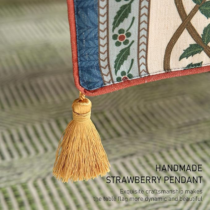 ISAENNE Designer Vintage Elegant Linen Table Runner 87 Inches Long,Colorful Flower Pattern Soft Table Runners for Dining Tables,Thanksgiving,Kitchen Tables,Christmas,12"*87"-Naples C