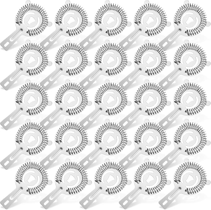 32 Pcs Bar Bartender Strainer Stainless Steel Drink Cocktail Strainers Silver Shaker Ice Bar Shelf or Bartenders Mixologists Drinking Water Filtering