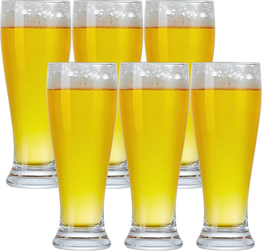 Beer Glasses Set of 6 14oz Pint Glasses Tall Beer Cups Drinking Glasses for Cold Beverages Classic Beer Drinking Glasses Set for Party