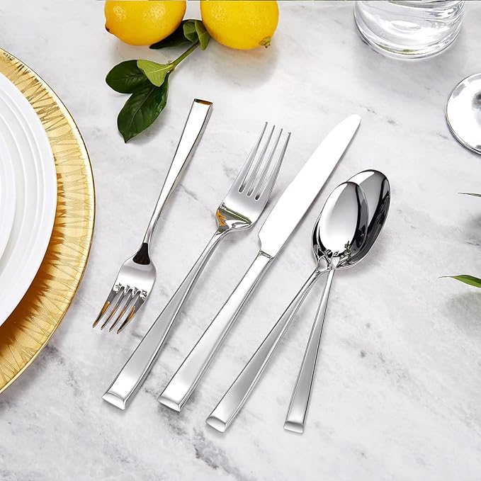 KEAWELL Premium Imperial 20-Piece Silverware Set, Service for 4 – Heavy Duty 18/10 Stainless Steel Flatware, Dishwasher Safe for Elegant Dining and Holiday Hosting (20, Silver)
