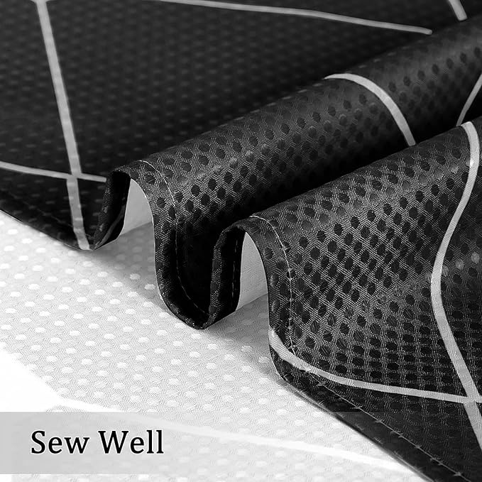 Black Shower Curtain, Ombre Waffle Weave Textured Fabric Shower Curtain for Bathroom, Water Repellent, Machine Washable, 108x72