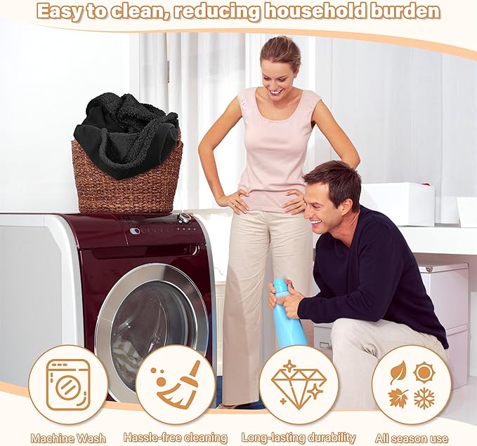 Catalonia Waterproof Blanket for Bed, Washable Leakproof Protector Cover, Reversible Throw Blanket for Couch Sofa, Stain Proof Blanket Pad, 50X60 inches, Black