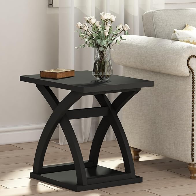 ChooChoo End Side Table Set of 2, Modern End Table with Storage Shelf, X-Design Side Table Living Room
