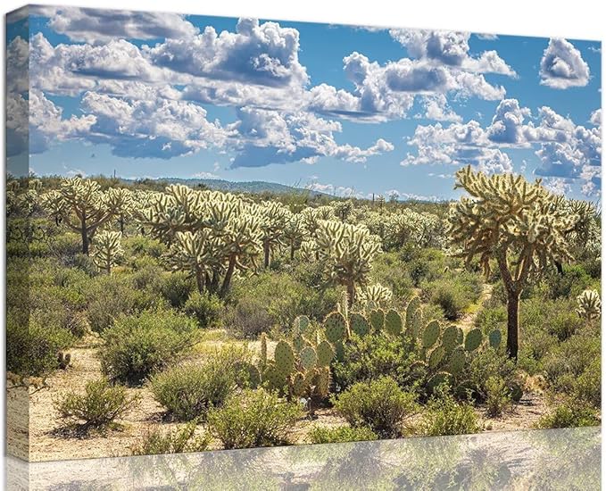 Arizona Desert Cactus Wall Art for Living Room Bedroom Bathroom Home Decorations Beautiful Cactus Landscape Picture Poster Canvas Prints Cactus Framed Artwork Ready to Hang(18''H x 24''W)