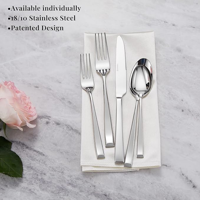KEAWELL Premium Imperial 20-Piece Silverware Set, Service for 4 – Heavy Duty 18/10 Stainless Steel Flatware, Dishwasher Safe for Elegant Dining and Holiday Hosting (20, Silver)