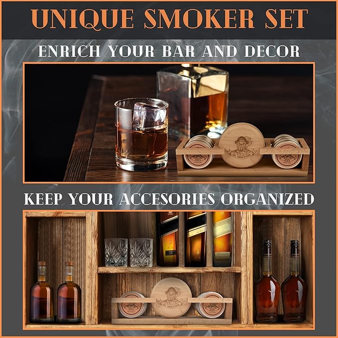 Cocktail Smoker Kit | Whiskey Smoker Kit | Bourbon Smkoer kit | Old Fashioned Smoker Kit for Men with Stand, Torch & Wood Chips | Whiskey Gift for Men (No Butane Incl.)
