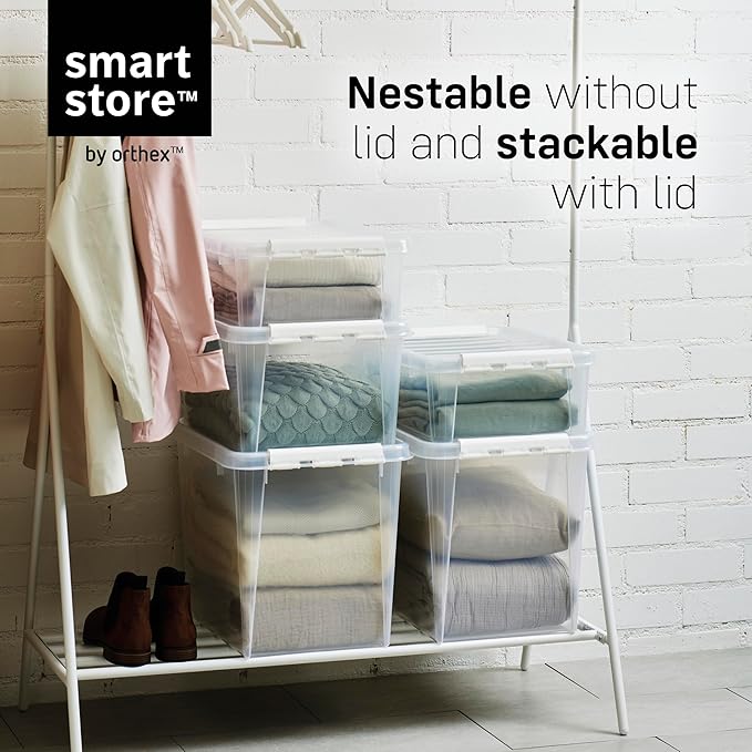 SmartStore Classic 15 Clear Storage Box, 14L/14.8QT BPA-Free Stackable Container with Secure Lid, Swedish Made Storage for A4 Papers & Games (6)
