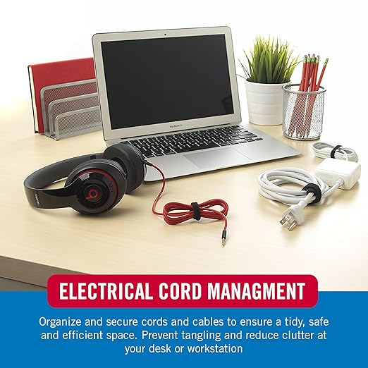 VELCRO Brand Reusable Cable Ties, 100 Pack 6 Inch Cable Management Ties, Cord Wraps for Electrical Cords, Black