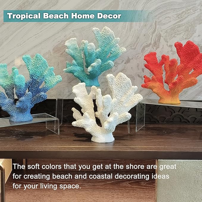 Accessoryway Orange Shades Artificial Beach Coral Coastal Decor Resin Statue Nautical Decorations Hawaiian Beach Home Bedroom Party Centerpieces for Tables-8.2