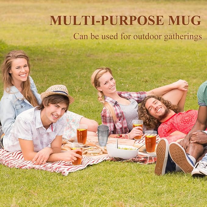 Acrylic Clear Highball Plastic Cups | Plastic Reusable Tumblers 20oz (Set of 6) | Stackable | BPA-free Tumblers | Shatterproof | Top-rack Dishwasher Safe