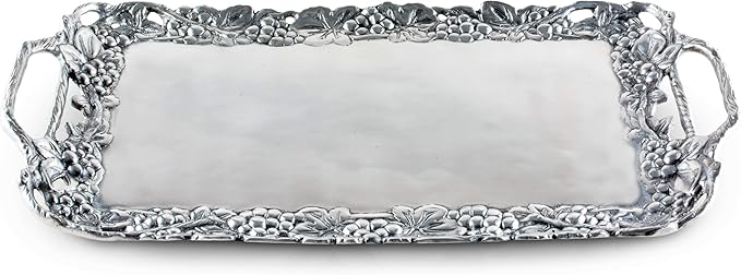 Arthur Court Designs Metal Aluminum Grape Decorative Serve Ware Serving Tray/Platter 21 inch x 10 inch