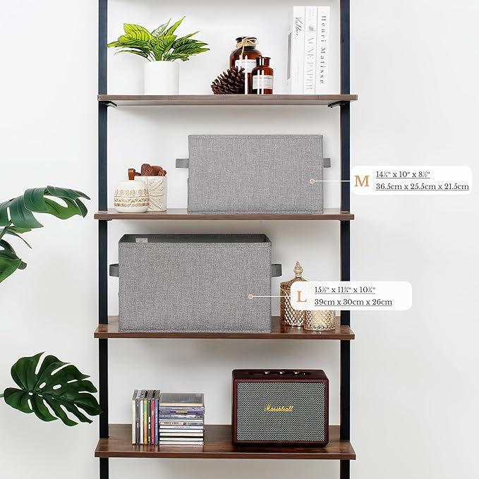 GRANNY SAYS Storage Bins for Shelves, Closet Bins with Label Holders, Fabric Storage Bin for Bedroom, Decorative Storage Containers for Organizing Living Room, Dark Gray, 3-Pack