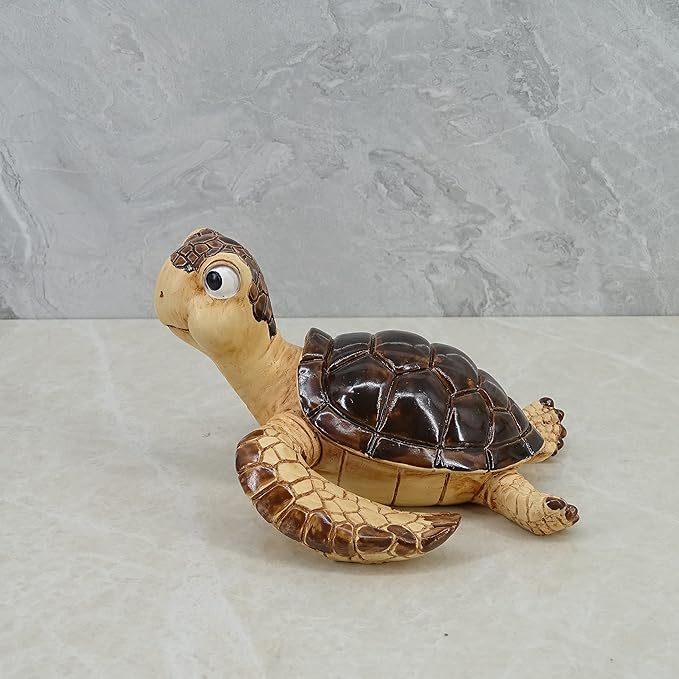 Decorative Resin Sea Turtle Statue. Lovely Baby Seaturtle Figurine. Wild sea Life Blue Sea Turtle Table Décor. and Gift, Lucky Wealth Feng Shui Seaturtle Figurine (Brown1)