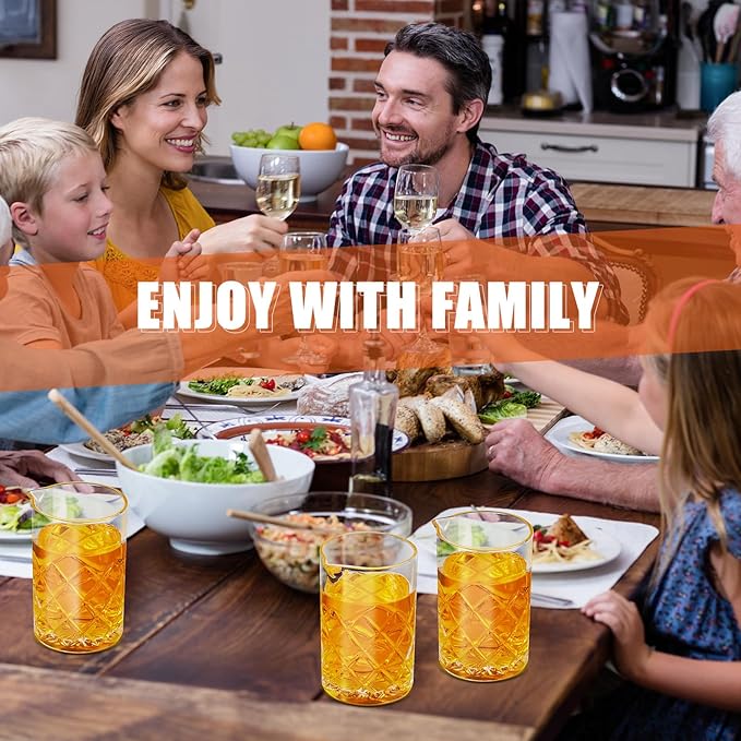 Dandat Cocktail Mixing Glass Crystal Stirring Glass Thick Bottom Seamless Cocktail Pitcher for Home Bartender Bar Whiskey Martini Drink Shaker Accessories (6 Pcs,24 oz)