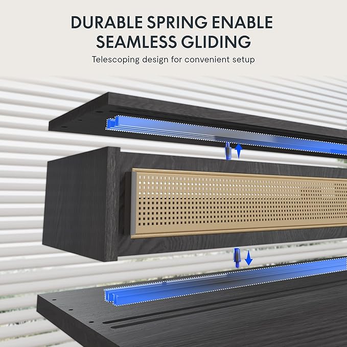 FLEXISPOT Q4 One-Piece Standing Desk with Rattan Drawers, 55 x 24 Inch Adjustable Height, Electric Stand Up Table with Monitor Shelf, Home Office Ergonomic Computer Desk with Memory Presets, White