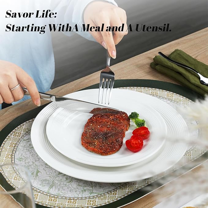 Silverware Set,30-Piece Stainless Steel Flatware Set for 6,18/0 Rust-Proof Cutlery Set with Forks & Spoons,Mirror Polished Dishwasher Safe - Heavy Duty Tableware for Wedding Housewarming