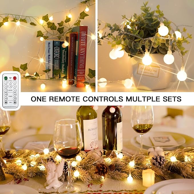 suddus Globe String Lights Bedroom, 100 Led Fairy Lights Plug in, Indoor String Lights for Christmas, Classroom, Backyard, Patio, Garden, Party, Wall, Living Room, Warm White