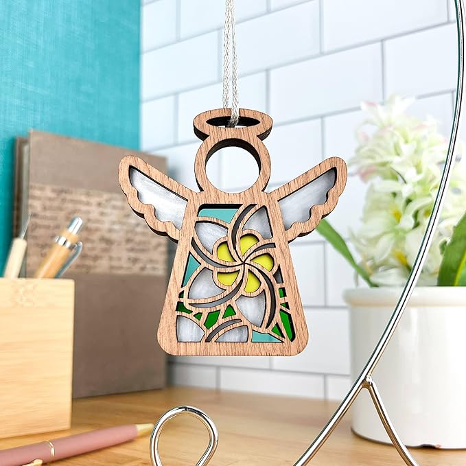 3.5" (H) White & Yellow Plumeria Flower Angel Figurine - Tropical Christmas Ornaments - Holiday Home Decor