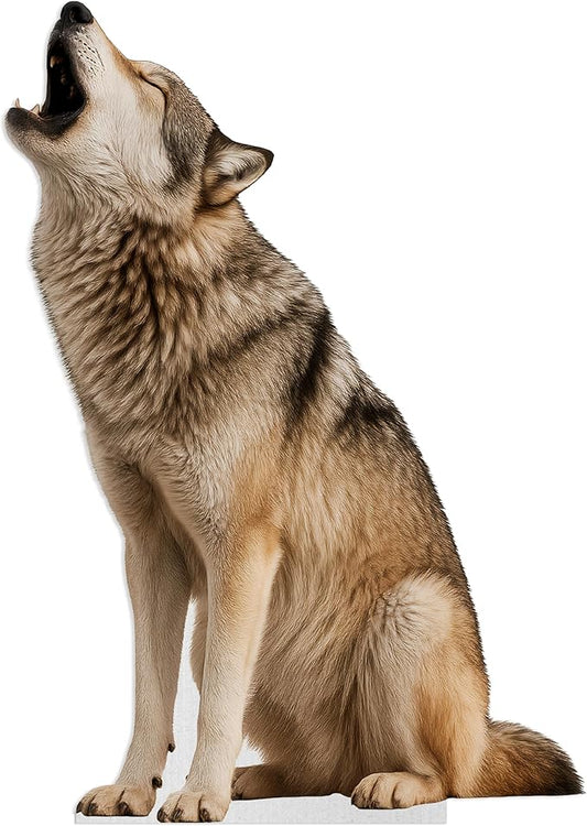 Wolf - Howling Life Size Standee - 3FT Freestanding Coroplast Cutouts | Safari Animal Standup Photo Booths, Jungle Party, Birthday & Halloween Decorations