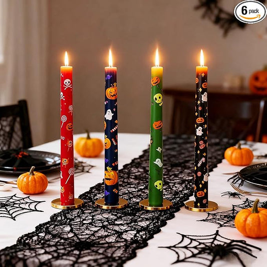Halloween Taper Candles 10 Inch Ghost Pumpkin Long Tapered Candlesticks Candles for Halloween Party Porch Front Yard Home Decor