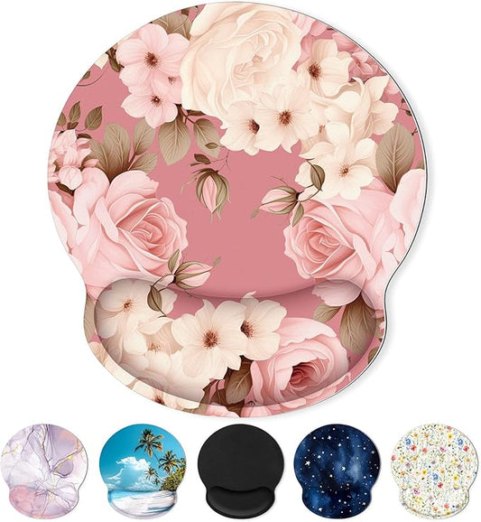 Ergonomic Mouse Pad with Wrist Rest, Small Mousepad with Non-Slip Rubber Base and Smooth Surface, Beach Mouse Pads for Desk, Office Desk Accessories