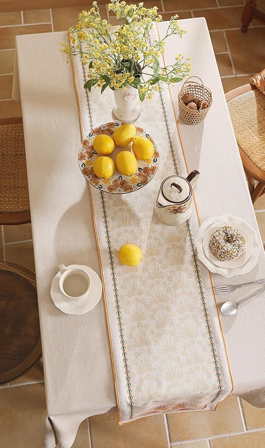 patdrea Designer Tropical Linen Table Runner 102 Inch Long, Yellow Vintage Elegant with Pineapple Pattern Table Mat,Decoration for Kitchen Dining Coffee Table Cover Banquet Christmas , 12"*102"