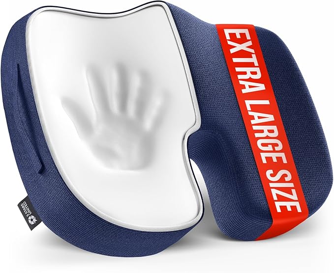 5 STARS UNITED Seat Cushion for Tailbone Pain Relief – Large Memory Foam Cushion for Coccyx, Hip, Sciatica & Post-Surgery Recovery – Wheelchair, Car, Desk, Gaming & Office Chairs, Blue