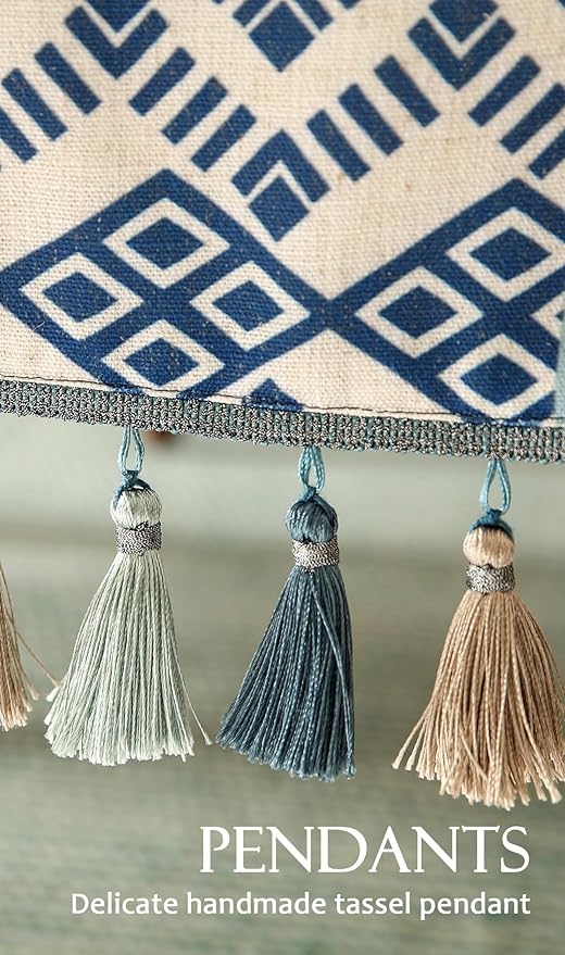 Chinoiserie Blue Stripe Cloth Runner for Table,Decorative Farmhouse Linen 87 Inches Long Table Runners,Decor Tabletop for Kitchen,Dining,Party,Home,Christmas,12"*87"