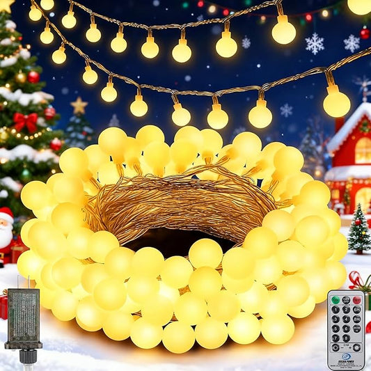 33 Feet 100 Led Globe Lights Plug in,8 Modes with Remote Indoor Fairy Lights Outdoor Christmas Lights for Bedroom Party Wedding Garden Christmas Tree Deco(Warm White)