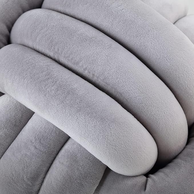 Petrella Knot Pillow Throw Pillows Ball Round Cute Throw Pillows Home Decor Cushion Decorative Aesthetic Spandex,Light Gray 8inch